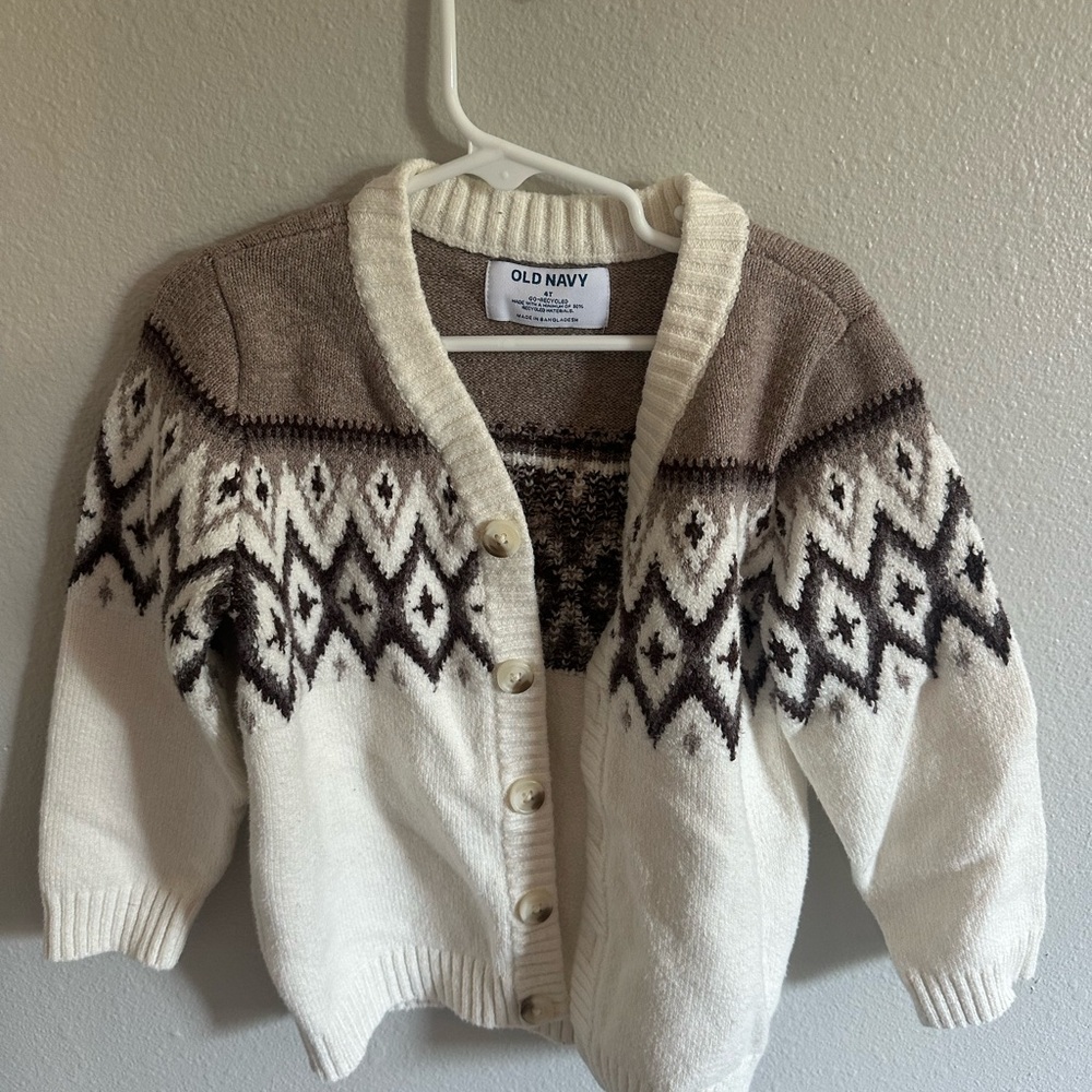 Old Navy Toddler Cream and Brown Sweater